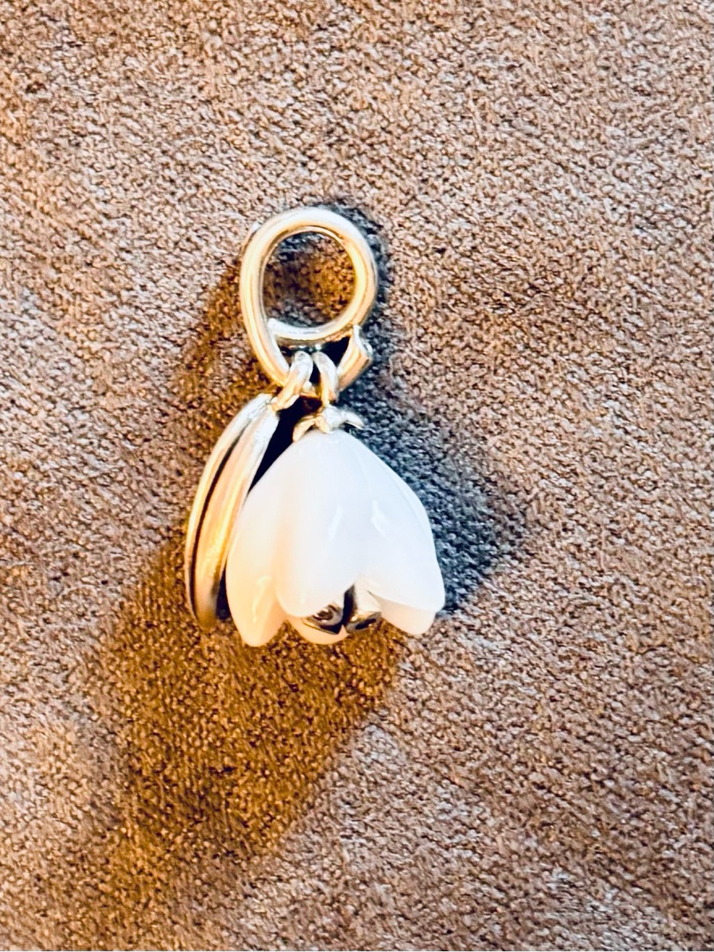 PANDORA Silver Snow Drop Flower Dangle Charm Pendant